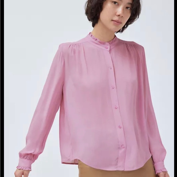 Aritzia Wilfred tarika blouse button up top orchid xs pink lavender mint - Picture 1 of 6